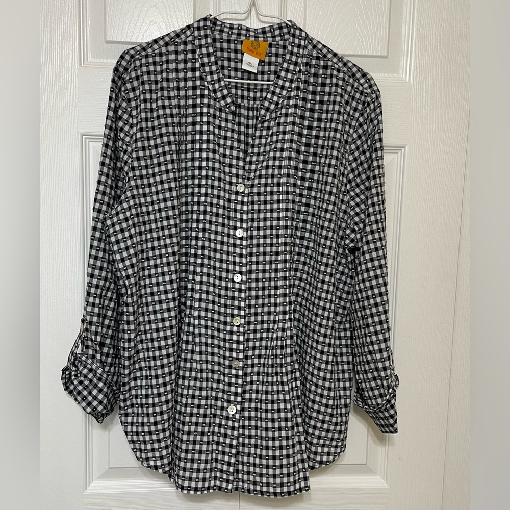 Ruby Rd. Monochrome Plaid Button-Down Shirt